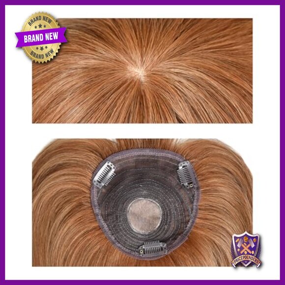 12 Inch Human Hair Topper Clip In Silk Base Bangs Hairpiece main image 5